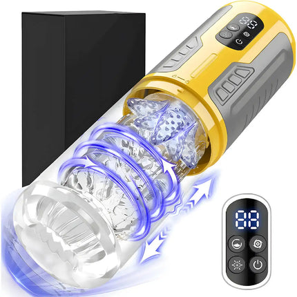 Male Automatic Masturbator Cup Penis Pump 7 Thrusting Rotating Vibrating Sucking Licking Modes Pussy Blowjob Sex Toys For Men