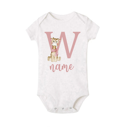 Personalized Baby Bodysuit Initial with Name Newborn Wild One Romper Deer Printed Clothes Baby Girls Clothes Infant Shower Gift