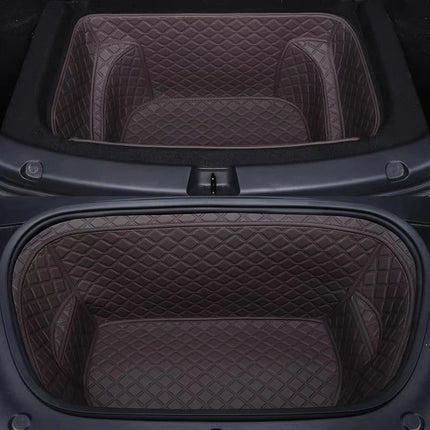 For Tesla Model Y Juniper / 3 Highland 2025-2026 Front Rear Trunk Mat Leather Full Coverage Trunk Both Side Guard Protective Pad