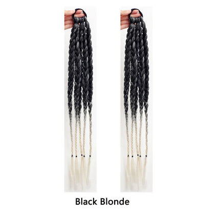 Synthetic Girls Colorful Braids Hair Extensions With Rubber Bands Rainbow Braided Ponytail Hairpieces For Kids Hair Accessories