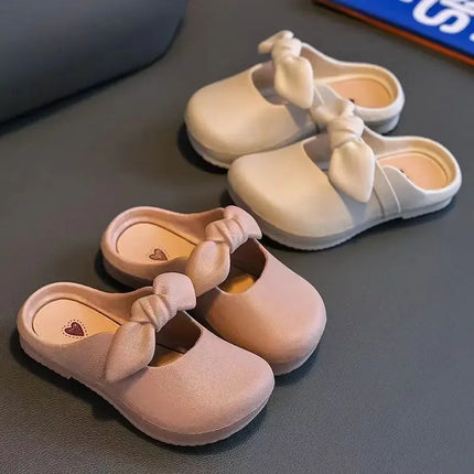 Children Slippers Children's Cute Bao Toe Shoes Wear Flat House Bow-tie Shoes Girls Shoes Slippers Kids House Slippers