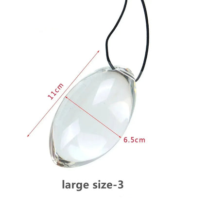 Small to Large Oval Beaded Anal Plug with Reinforced Rope Pull Ring - Transparent Glass Anal Trainer for BDSM Play and Personal