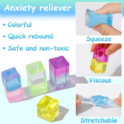 5-100pcs Ice Cube Sensory Toys Squishy Fidget Stress Cube for Adults Kids Anxiety Stress Relief Hand Therapy Sensory Squishy