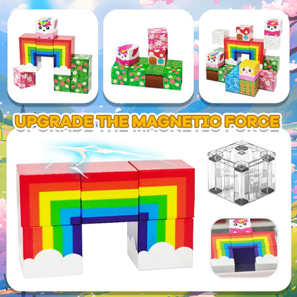 27pcs Iron Box Magnetic Block Set,Magnetic Tiles,Children's Puzzle Building Blocks Toy,Preschool Educational Building blocks Set