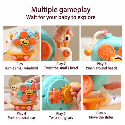 Snail Car Suction Cup Spinner Windmill Toys Sensory Fine Motor Infant Travel Toys Montessori For For Boys Girls Newborn Gift