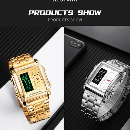 Men Wrist Watches Top Brand Luxury Relogio Masculino Stainless Steel Band Watch For Male Clock Men Dual Display Wrist Watch