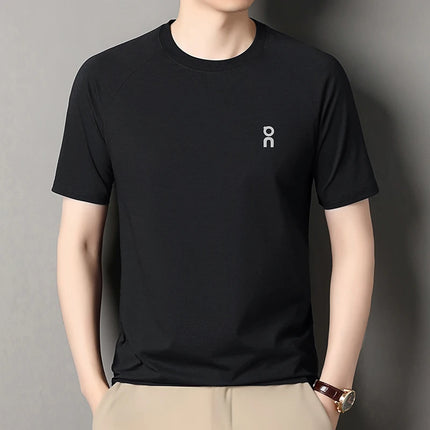 Men's Short Sleeve T-Shirt 2026 Summer New Lightweight Round-Neck Loose Fit Stretch Underwear for Middle-Aged and Young Adults