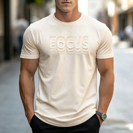Gradient letter printed T-shirt, fashionable round neck short sleeved top, urban casual men's daily commuting short sleeved shir