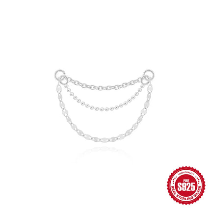 CANNER 1PC 925 Sterling Silver Chain Tassel Piercing Earrings Chain Charm Accessories For Woman Shiny Earring Fine Jewelry Gift
