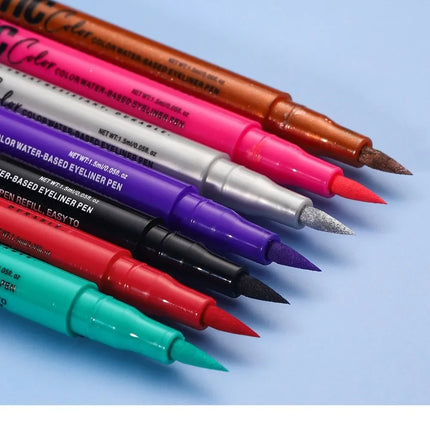 12 Colors Water-based Eyeliner Liquid Matte Red Quick-Drying Smudge-Proof Smooth Eyeliner Pen Long-Lasting Eyes Makeup Cosmetics