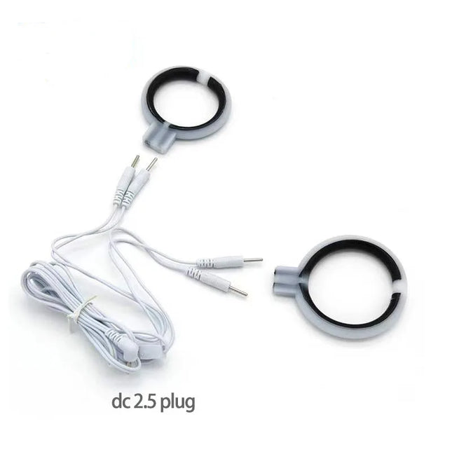 Bi-Polar E-Stim Silicone Cock Rings Electrosex Gear TENS UNIT Men Electro Sex Toys
