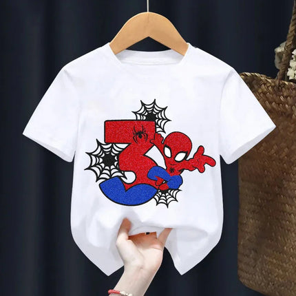 Marvel Summer Children's 100% Cotton T-Shirt Soft Fabric Cartoon Version Spider-Man Digital Printing Suitable for Boys and Girls