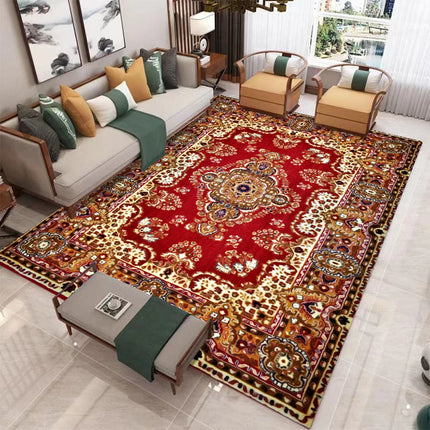 European Retro Large Carpet for Living Room Luxury Decoration Rug Non-slip Bedroom Cloakroom Washable Soft Mat