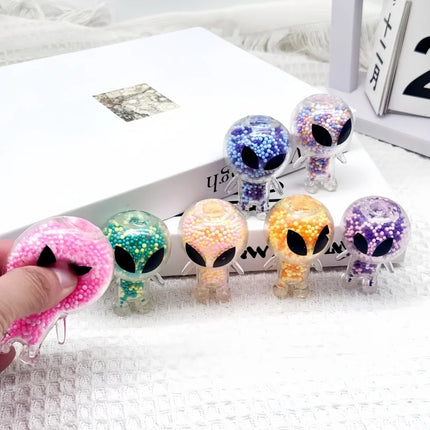 2Pcs Mini Squishy Alien Toys Alien Squeeze Toy Stress Relief Toy for Party Favors Funny Outer Space Creature Balls Fidget Toy