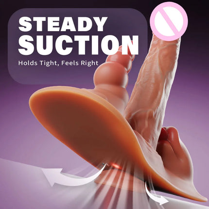 Thick Riding Dildo Sex Toys 3 in 1 Thrusting Vibrating Licking Big Realistic Dildo Adult Toys for Women with Suction Cup