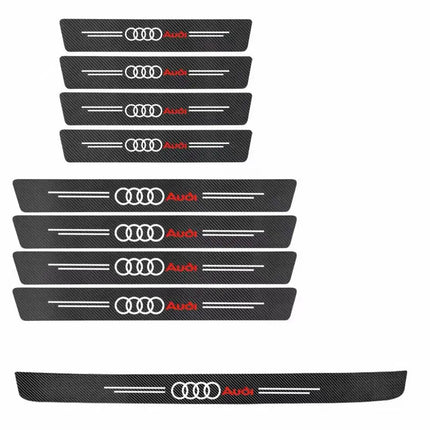 High-quality Carbon Fiber Car Door Sill Protector Sticker For quattro Audi Q5 Q3 Q2 Q7 A3 B5 B6 B7 B8 B9 8P A4 C6 C5 A1 A6 A7