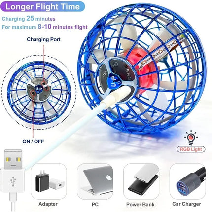Flying Ball Toy,Globe Flying Ball 2.0,Boomerang Galaxy Ball Drone with RGB Light Magic Floating Ball Soaring Mini Drone