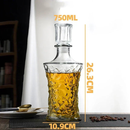 Whiskey Decanter for Liquor Scotch Bourbon with Airtight Stopper, Classical Party Barware, Lead-Free