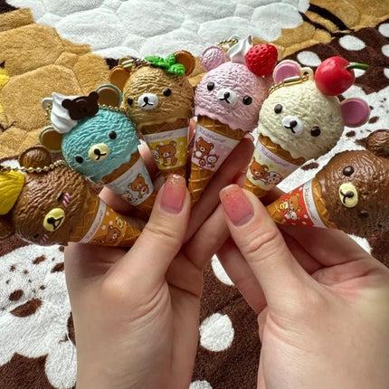 Anime Cute Kawaii Capsule Blind Box Toy Ice Cream Bear Bead Chain Hanging Bag Doll Toy Model Decoration Pendant Children'S Gift