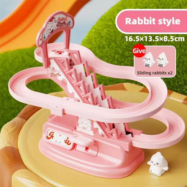 DIY- Electric Small Ducks Climbing Toys Ducks Chasing Race Track Game Set with Lights & Music Roller Coaster Toy for Kids Gift
