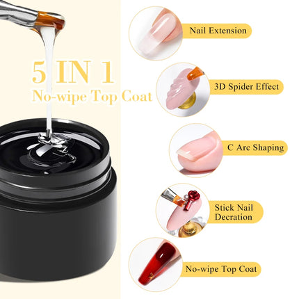Mtssii 5 in 1 Glue Gel Reinforcement Gel No Wipe Top Coat Nail Art Soak Off UV Gel Varnish 3D Chrome Design Diamond Gel Gel