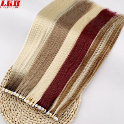 Tape In 100% Real Remy Human Hair Brazilian Human Hair Straight Extensions Skin Weft Adhesive Glue On Salon Quality for Woman