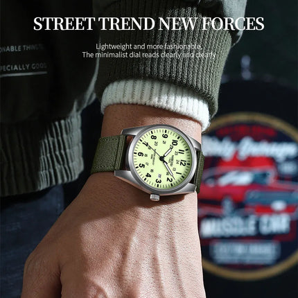 NIBOSI Fashion Luminous Watch Men Nylon Strap Auto Date Quartz Wristwatches Men Sports Military Watch for Men Reloj Hombre 2024