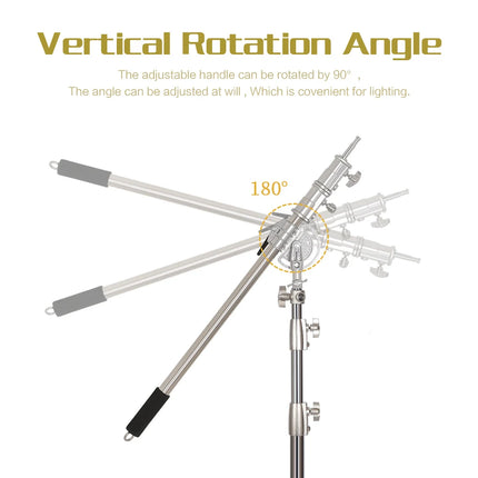 2.49M Length Cross Arm Stainless Steel Kit Light Stand With Weight Bag Photo Studio Accessories Extension Rod