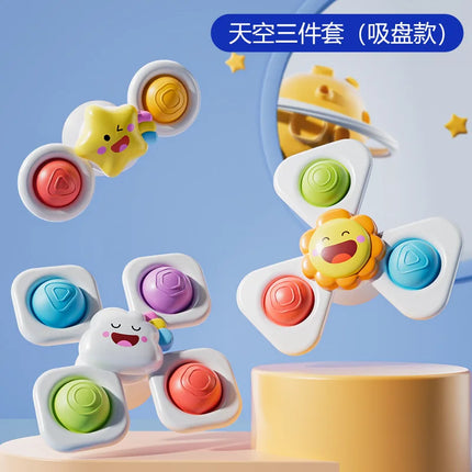 3PC Set Suction Cup Spinning Cartoon Animal Spinner Toys For Kids Window High Chair Tray Bath Table Travel for Children Gift