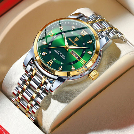POEDAGAR Luxury Fashion Men's Wristwatch Waterproof Stainless Steel Luminous Trendy Men's Watch Date Week Men's Quartz Watches Reloj