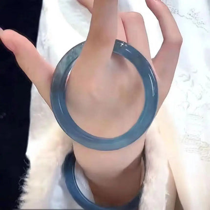 Devil Ice Blue Sea Blue Imitation Jade Glass Bangle Popular for Women High Beauty Bracelet Elegant Jewelry Gift