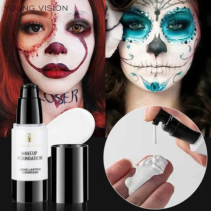 White Liquid Foundation Cosplay Face Makeup Base Long-lasting Waterproof High Coverage Concealer Foundation Makeup for Women