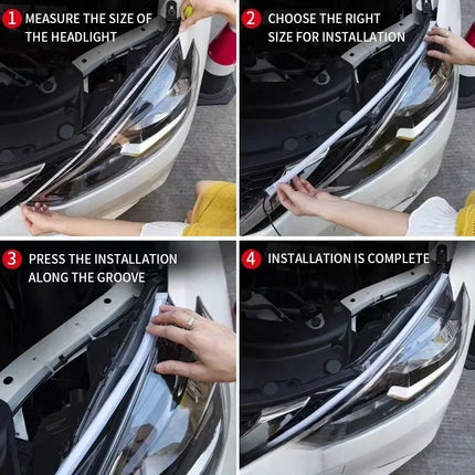 LED DRL Car Daytime Running Light Flexible Waterproof Strip Auto Headlights White Turn Signal Yellow Brake Flow Lights 12V