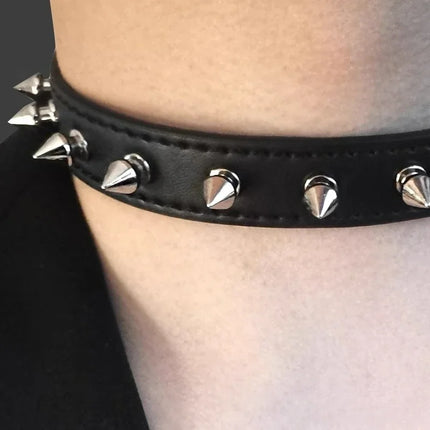 Woman Black Punk Choker Collar Necklace Sexy PU Leather Heart Lock Key Spike Chocker Gothic Cosplay Accessories Party Jewelry