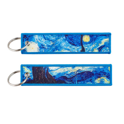 Japanese Van Gogh Art Waves Key Tag Keychains Women Koi Fish Keychain for Car Motorcycles Keys Keyring Men Holder Jewelry Gifts