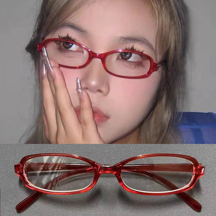 Retro Fashion Red Green Small Square Oval Frame Glasses Women Girls Y2K  Anti Blue Light Glass Reading Eyeglasses Decor Eyewear