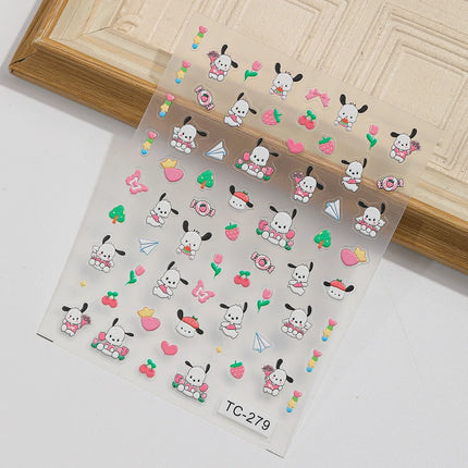 Embossed Sanrio Series Nail Stickers My Melody Hello Kitty Self-Adhesive Nail Parts Long-Lasting Colors Kuromi Nail Accessories