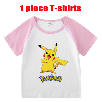 1/2 Pieces Pokemon Cartoon Tees For Boys Clothing Summer Children 100% cotton Short Sleeve T-shirts Printed T-shirt for girls