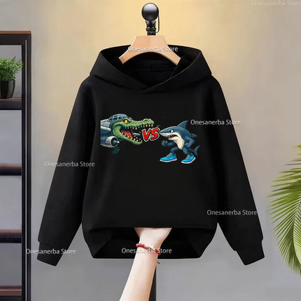 Cartoon Italian Brainrot Children's Hoodies Funny Graphic Boy Fleece Sweatshirt Tralalero Tralala Casual Sports Pullover Coats