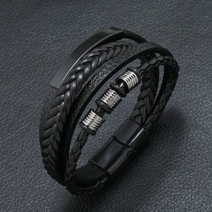 Men's Musical Symbol Leather Bracelet Vintage Creative Men's Bracelet Music Symbol Simple Leather Multi-Layer Bracelet