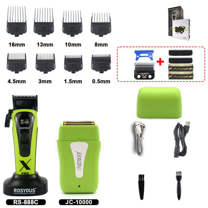 ROSYOUS RS-888C KM-1595 JC-10000 External Rotor Brushless Motor Men Electric Hair Clipper Kit 8000RPM Professional Hair Trimmer