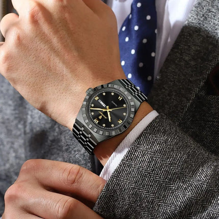 POEDAGAR Business Men's Watches Waterproof Luminous Week Date Fashion Men's Wristwatch Stainless Steel Quartz Watch For Men Reloj