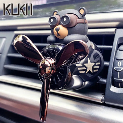 Cool bear car air freshener pilot rotating fan vent clip perfume diffuser auto accsesories decoration fragrance windmill aroma