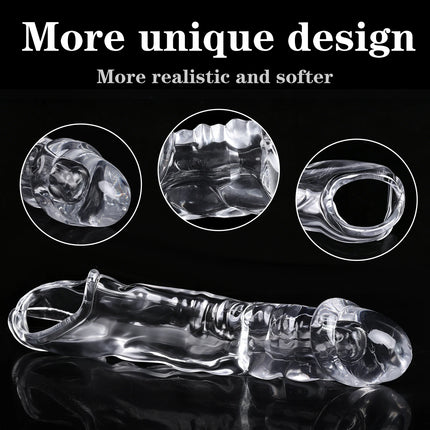 Realistic Penis Extension Cock Sleeve Reusable Silicone Penis Enlarger Delay Condoms For Men Dildo Enhancer Sex Toys