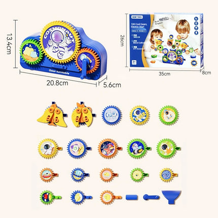 Kids Electric Gears Building Toy Set 3D Rotate Gears Assembly Model STEM Construction Toy Set Kids Educational Toys Xmas Gifts