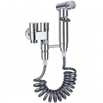 Handheld toilet nozzle pressurization spray suit double outlet angle valve wall mounted double outlet toilet accessories