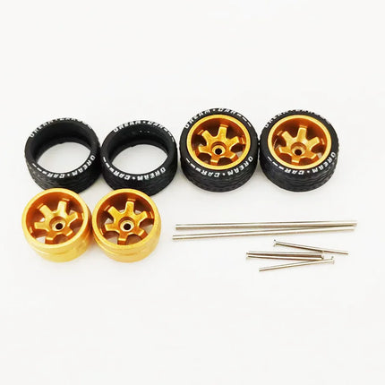 5 Sets 1/64 Alloy Car Model Tires w Shaft Wheels w 25mm Axles for Modify 1:64 Matchbox/Domeka/HW Model Cars No Need Open Chassis