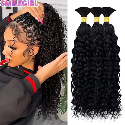Human Braiding Hair For Boho Braids 130G 20 Inch Deep Wave Bulk Unprocessed 12A Brazilian Virgin Boho Hair For Braiding Knotless