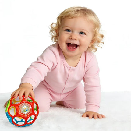 Baby Soft Rattle Ball, Sensory Grasping Toy with Sound, Easy Grip Hollow Ball Early Educational Development Toy for Toddlers