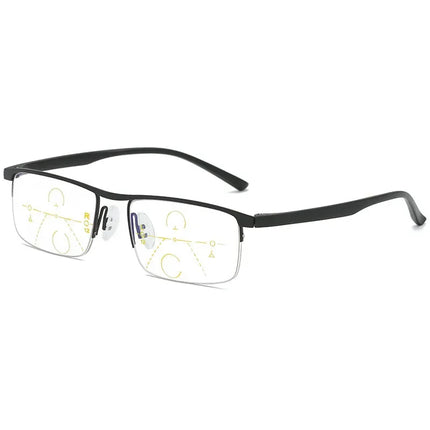 Progressive Multifocal Reading Glasses for Women and Men Anti-Blue Light Half Frame Bifocal Presbyopia Eyeglasses +100 To +400